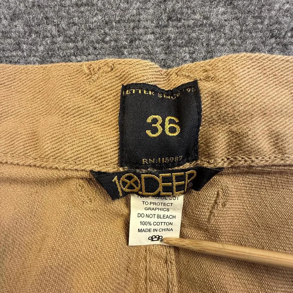 10 Deep Men's Distressed Tan Cotton Pants Size 36 NWT #1816‎